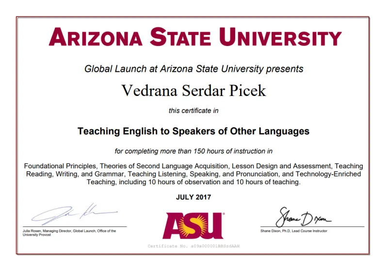 CERTIFICADO ASU CERTIFICADO ASU